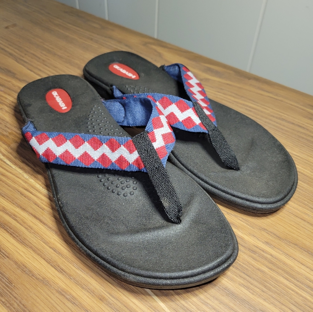 Okabashi Flip Flops, ML Red, White & Blue